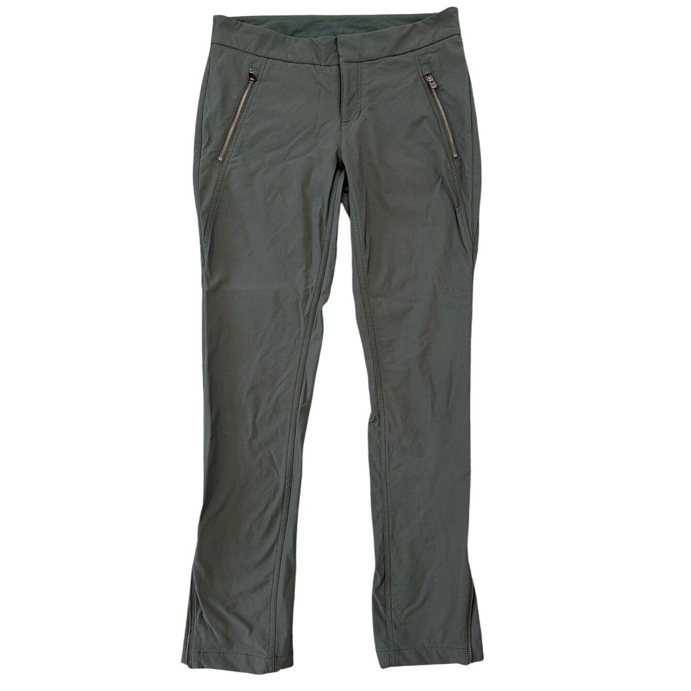 Athleta Wander Stash Skinny Pants Olive Green Size 6 Zip Ankle Stretch